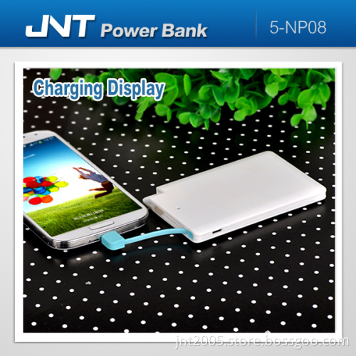 Ultra-Thin Name Card Design 2000mAh Built-in Cable Mobile Phone Power Supply
